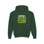 Cartoon Beaver Forest Scene Youth Hoodie | Woodland Animal Kids Sweatshirt