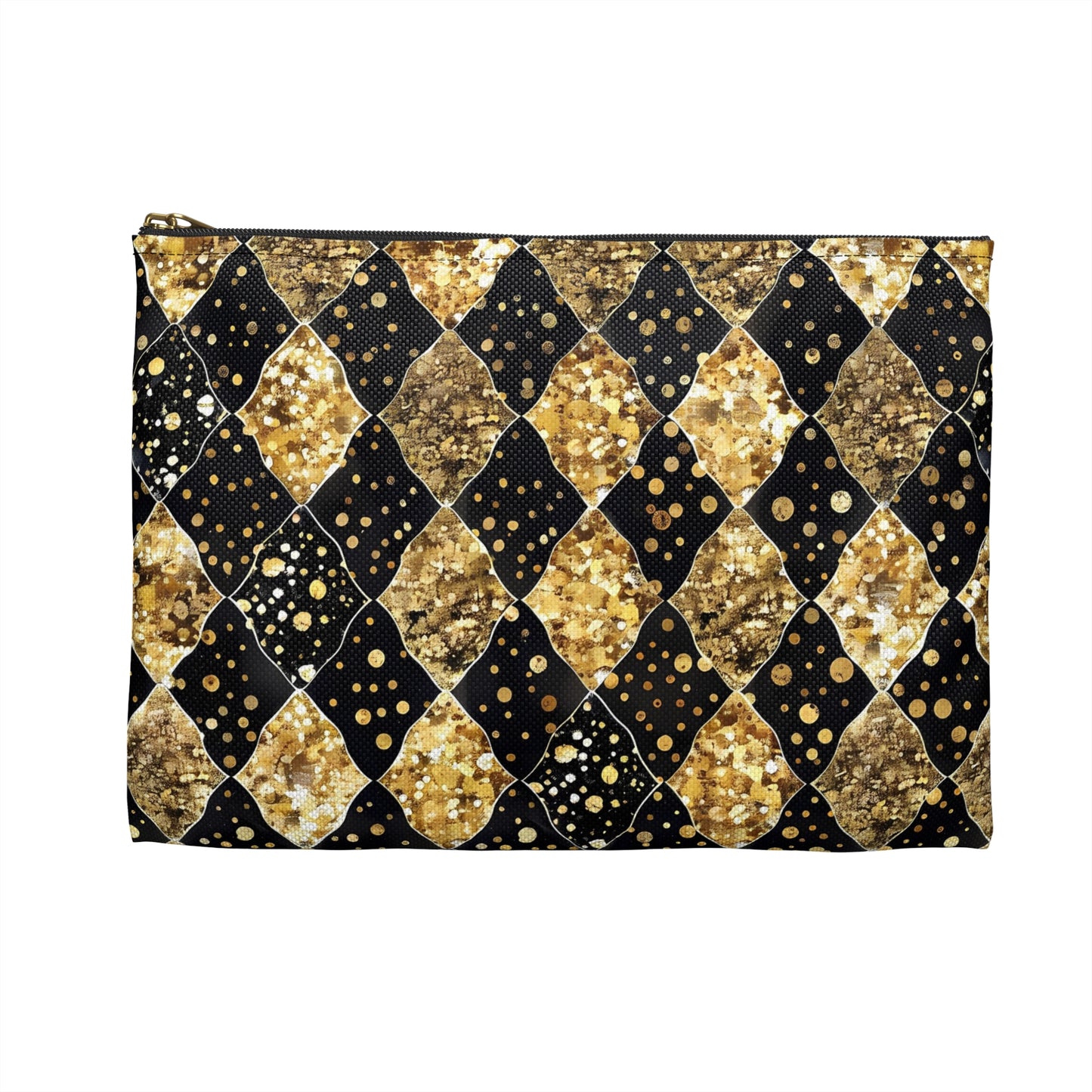 Glamorous Gold and Black Accessory Pouch, Makeup Bag