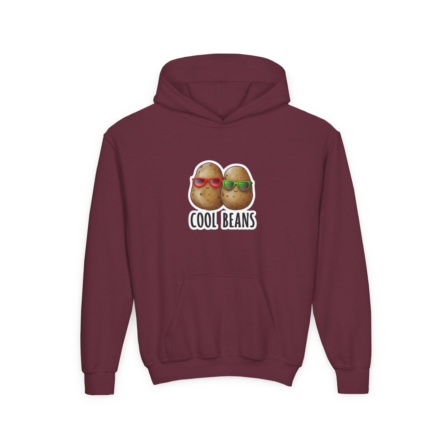 Youth 'Cool Beans' Hoodie – Cute Kids Graphic Sweatshirt with Sunglasses Potato Design