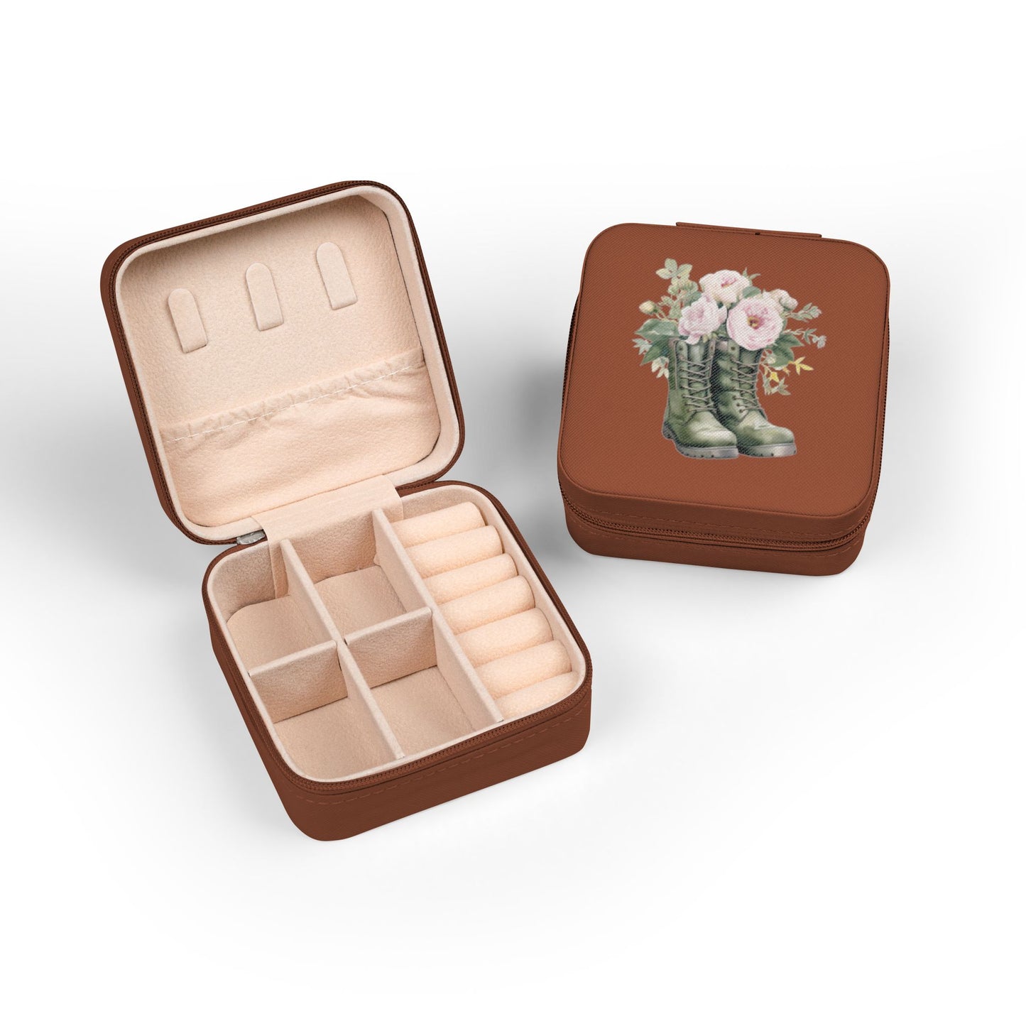 Compact Floral Boots Jewelry Travel Case – Portable Earring & Ring Organizer
