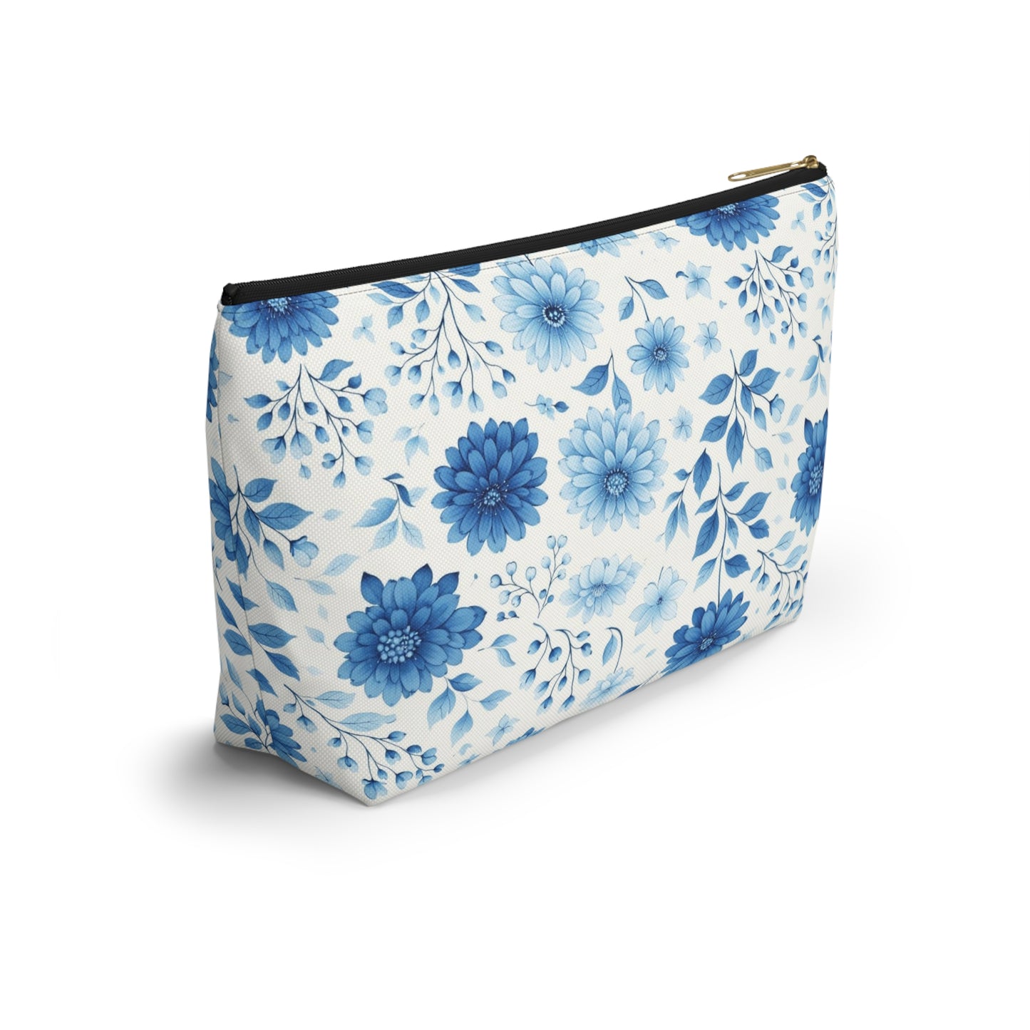 Blue Floral Accessory Pouch — T‑Bottom Makeup & Travel Bag