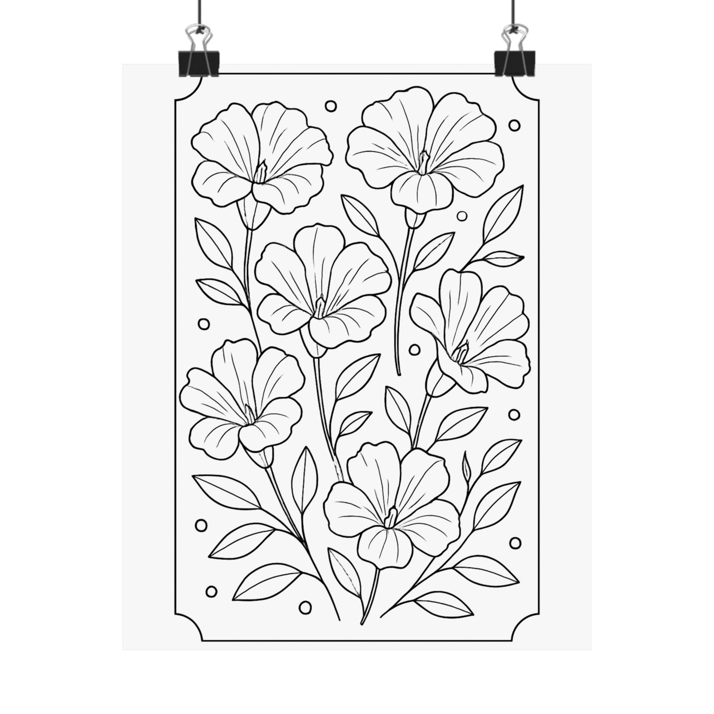 Botanical Line Art Poster — Matte Vertical Floral Wall Art - DIY