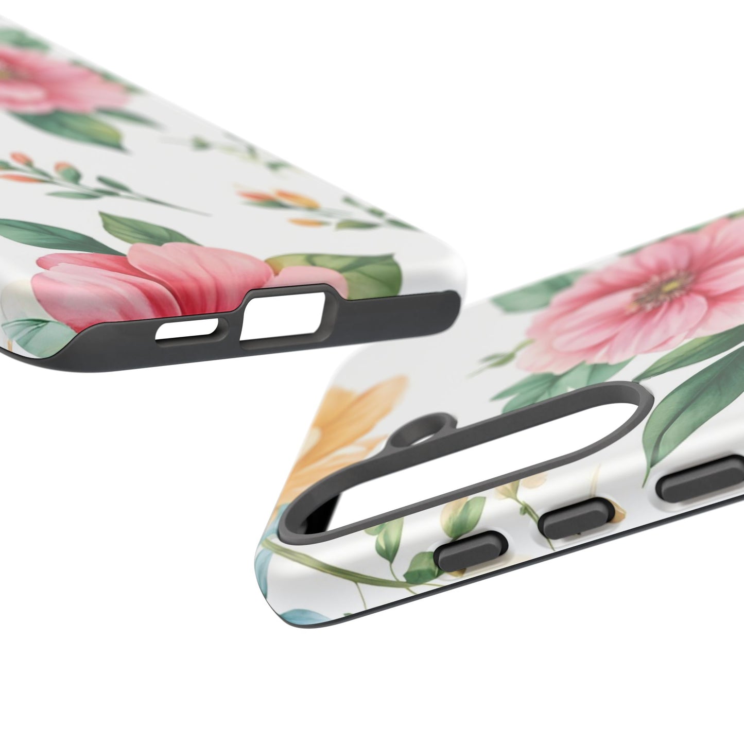 Floral Tough Phone Case — Pink Peony Protective Phone Cover