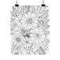 DIY Botanical Doodle Poster — Black & White Floral Coloring Art Print