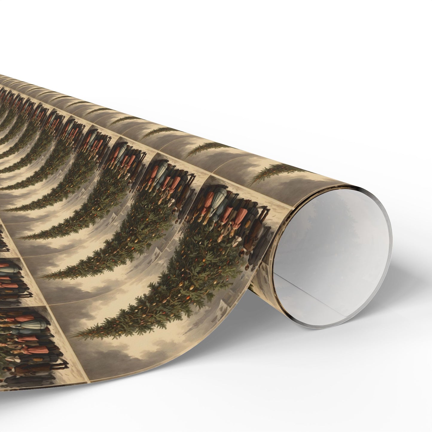 Vintage Christmas Train Wrapping Paper Roll — Classic Holiday Gift Wrap