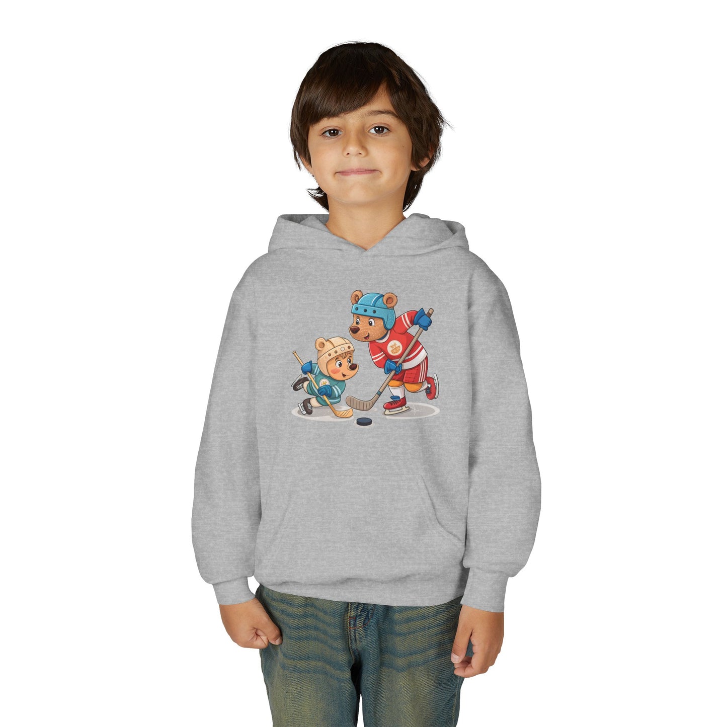 Youth Hockey Hoodie - Cute Kids Ice Hockey Players Pullover (Add Name)