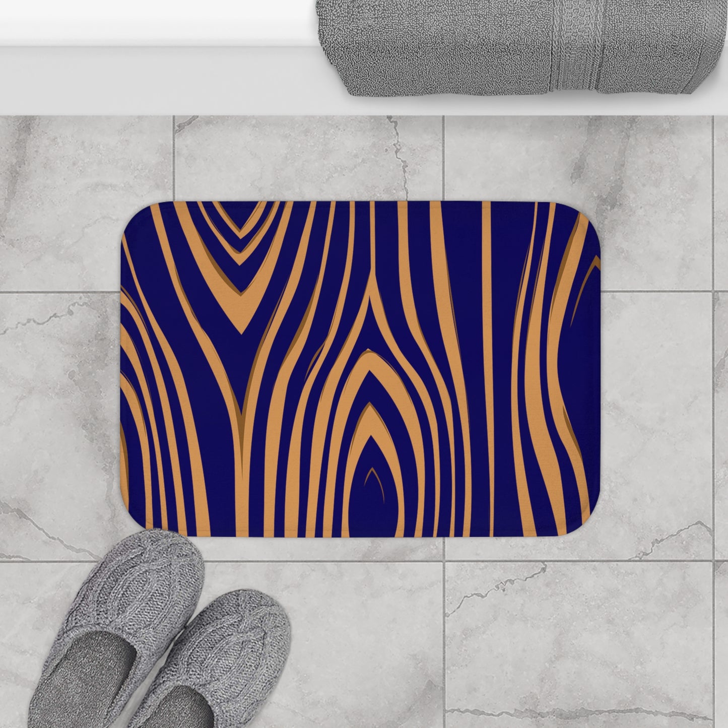 Abstract Wood Grain Bath Mat, Modern Bathroom Decor, Non-Slip Bath Rug, Boho Style Home Accessory, Gift for Homeowners