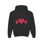Valentine's Day Kids Hoodie - Pink Heart Trio Youth Sweatshirt