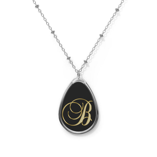 Oval Monogram Necklace — Elegant Gold Script Initial Pendant