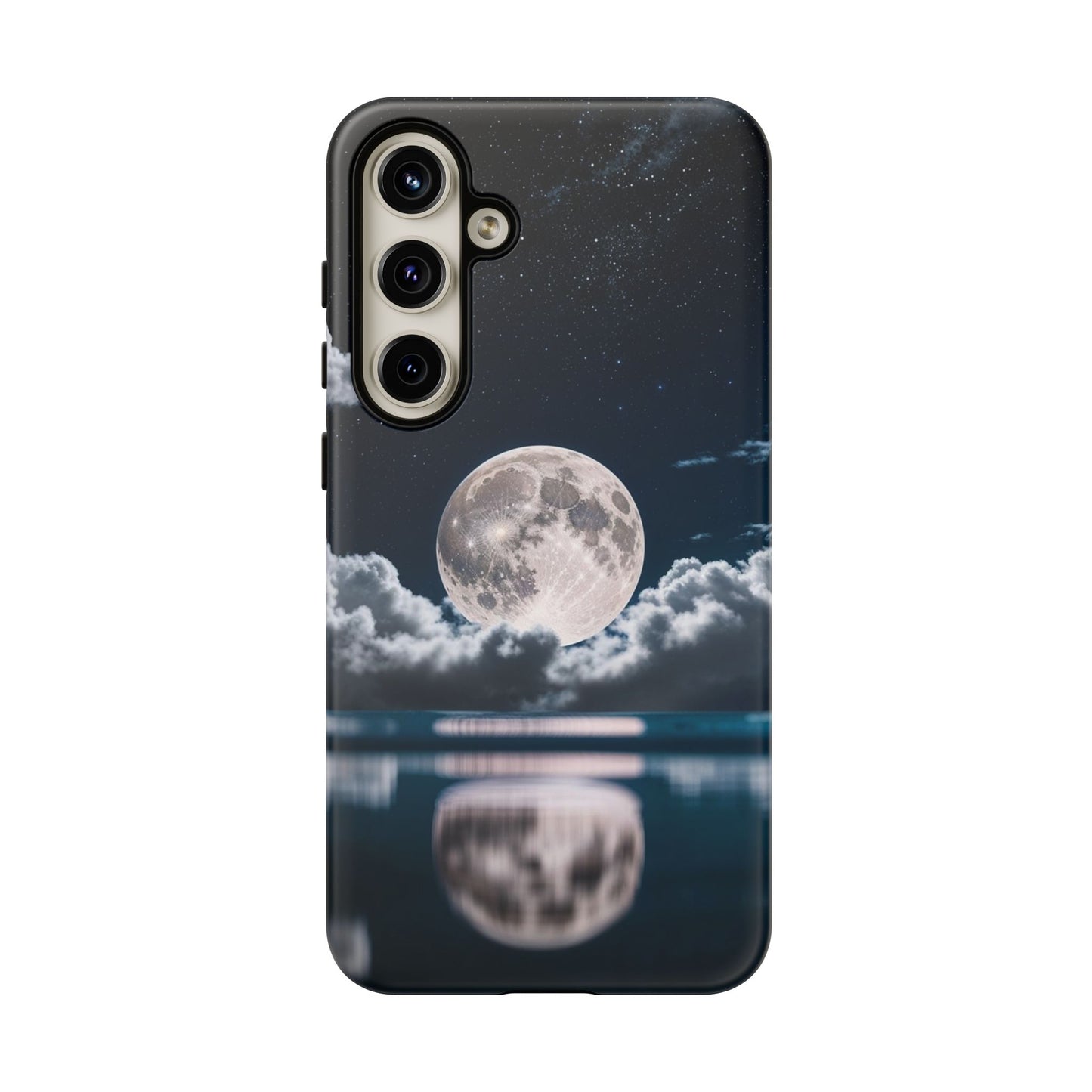 Moonlit Reflection Phone Case — Night Sky Moon & Clouds Tough Case