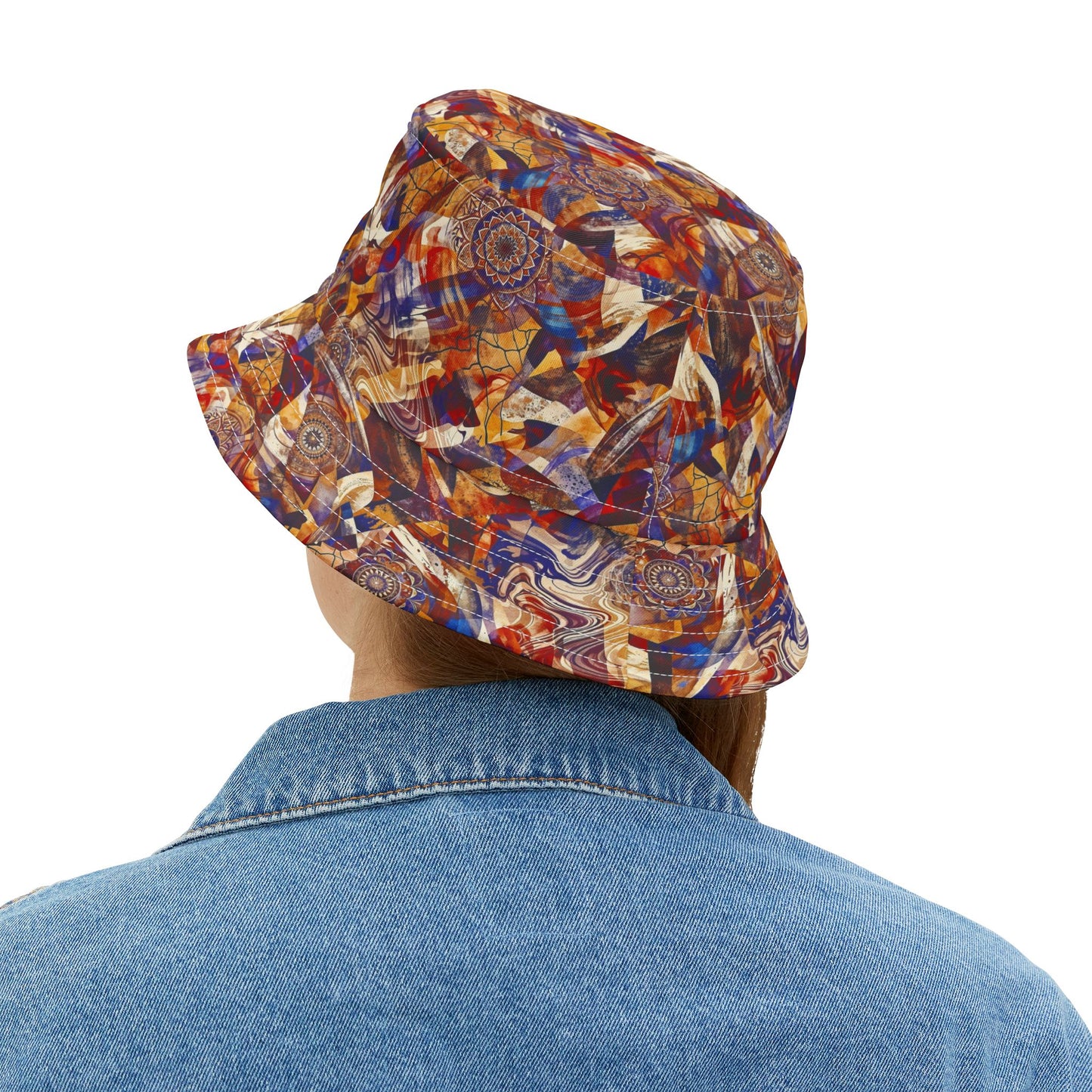 Abstract Autumn Swirl Bucket Hat — Colorful Psychedelic All-Over-Print