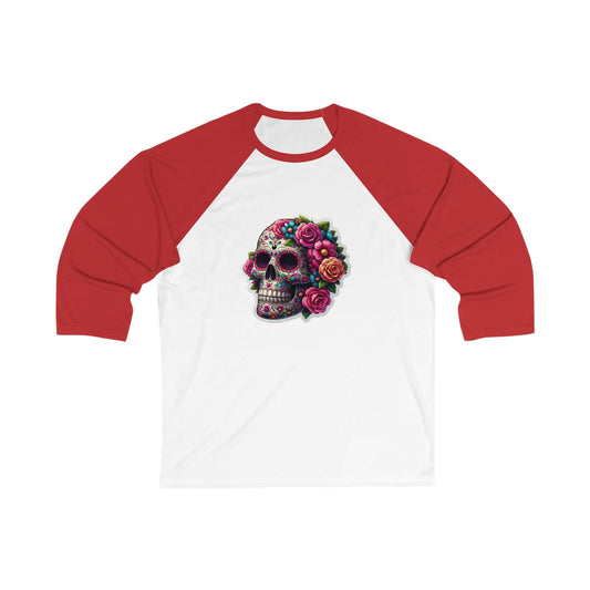 Sugar Skull Floral Baseball Tee