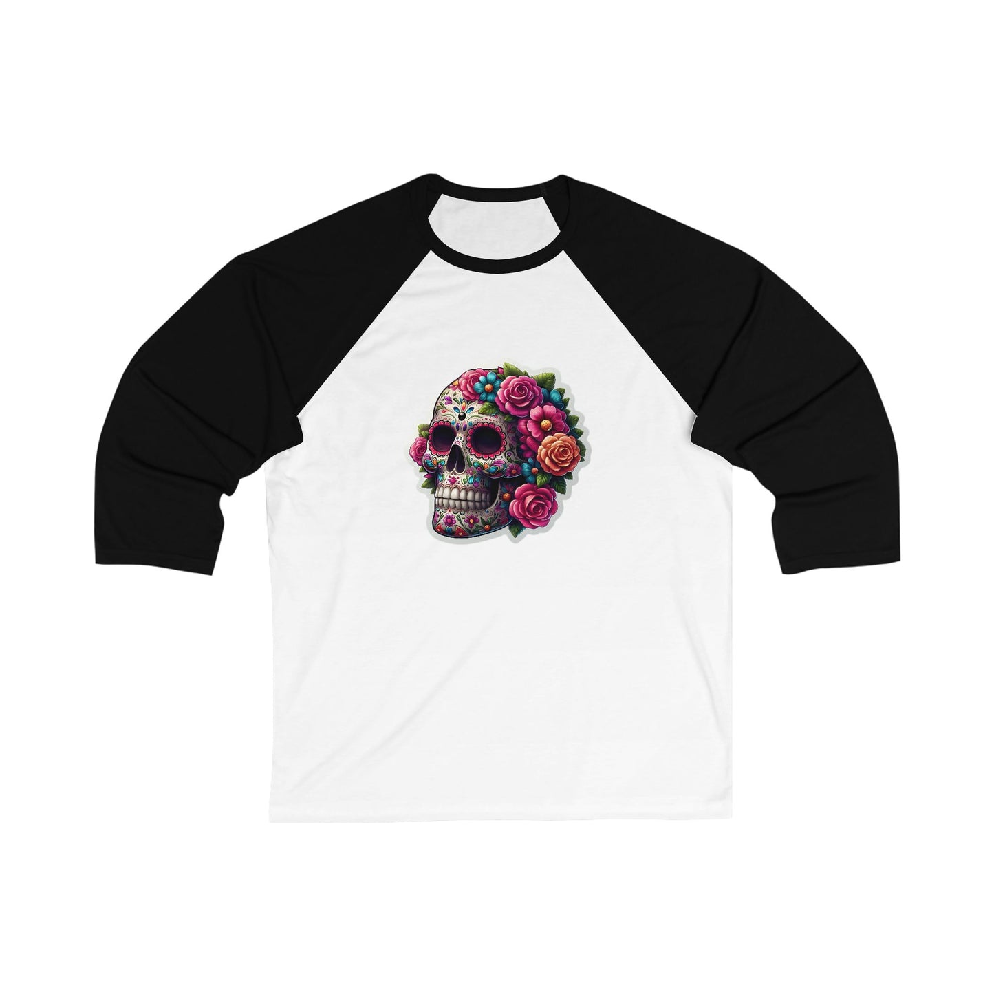 Sugar Skull Floral Baseball Tee
