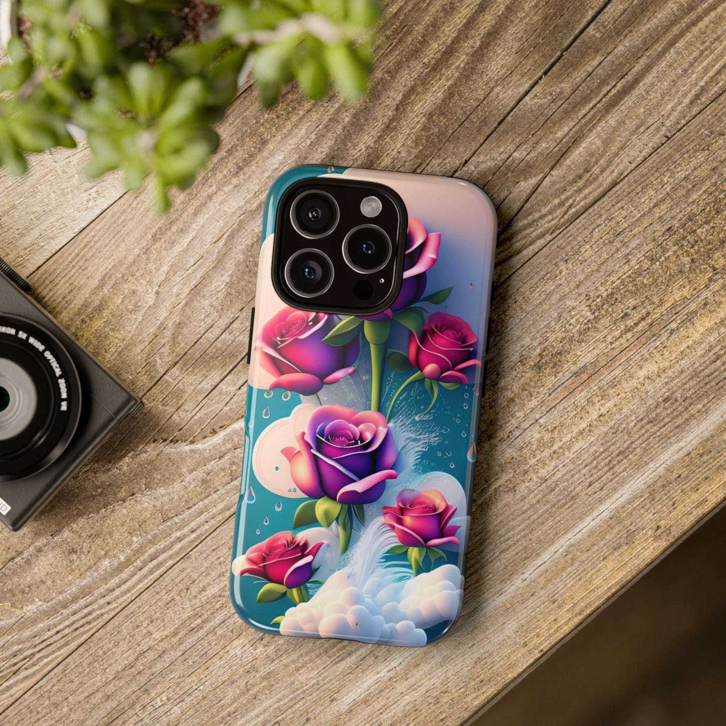 Floral Dream Tough Phone Case — Rose Bouquet Clouds Design