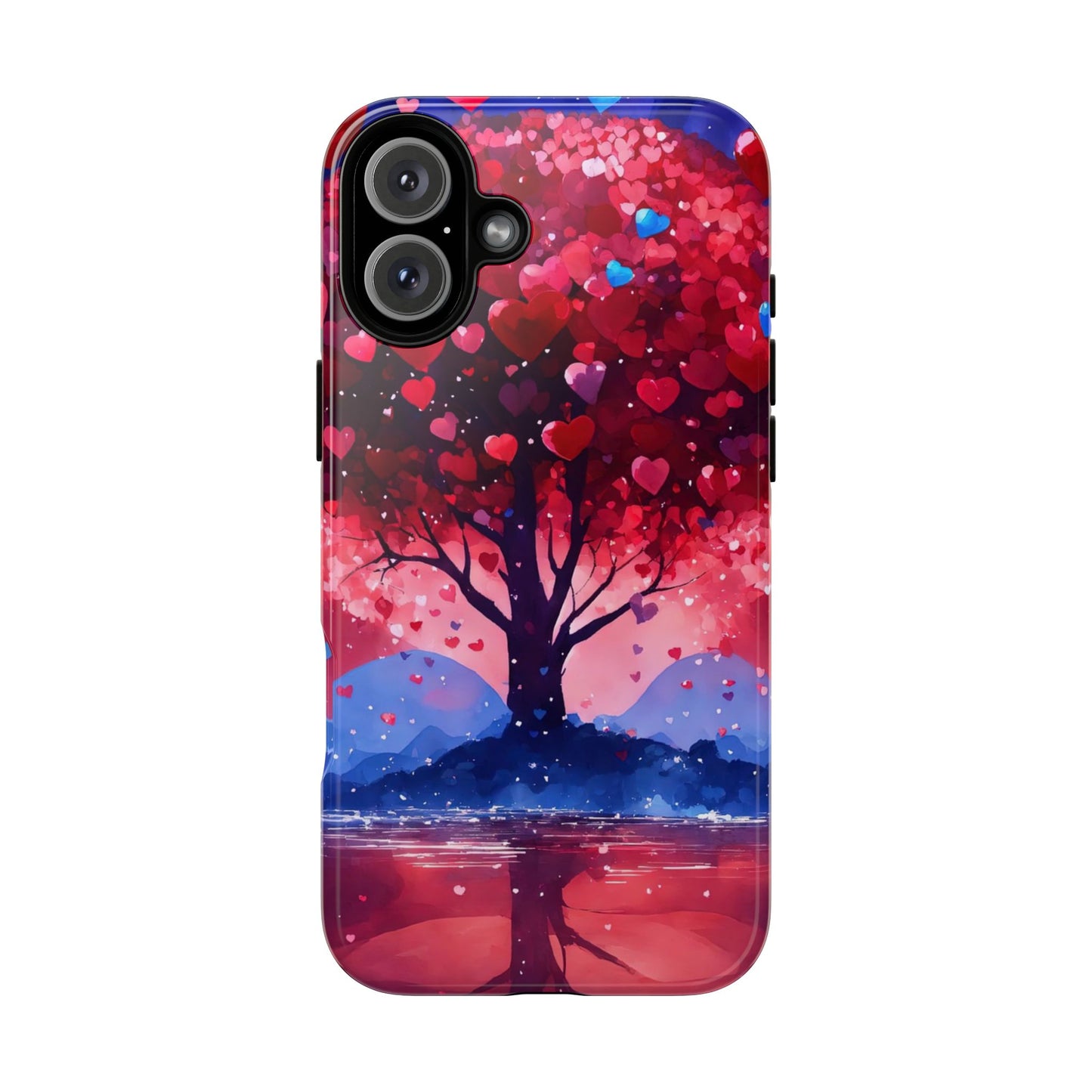 Heart Tree Phone Case — Romantic Red & Blue Protective Tough Case