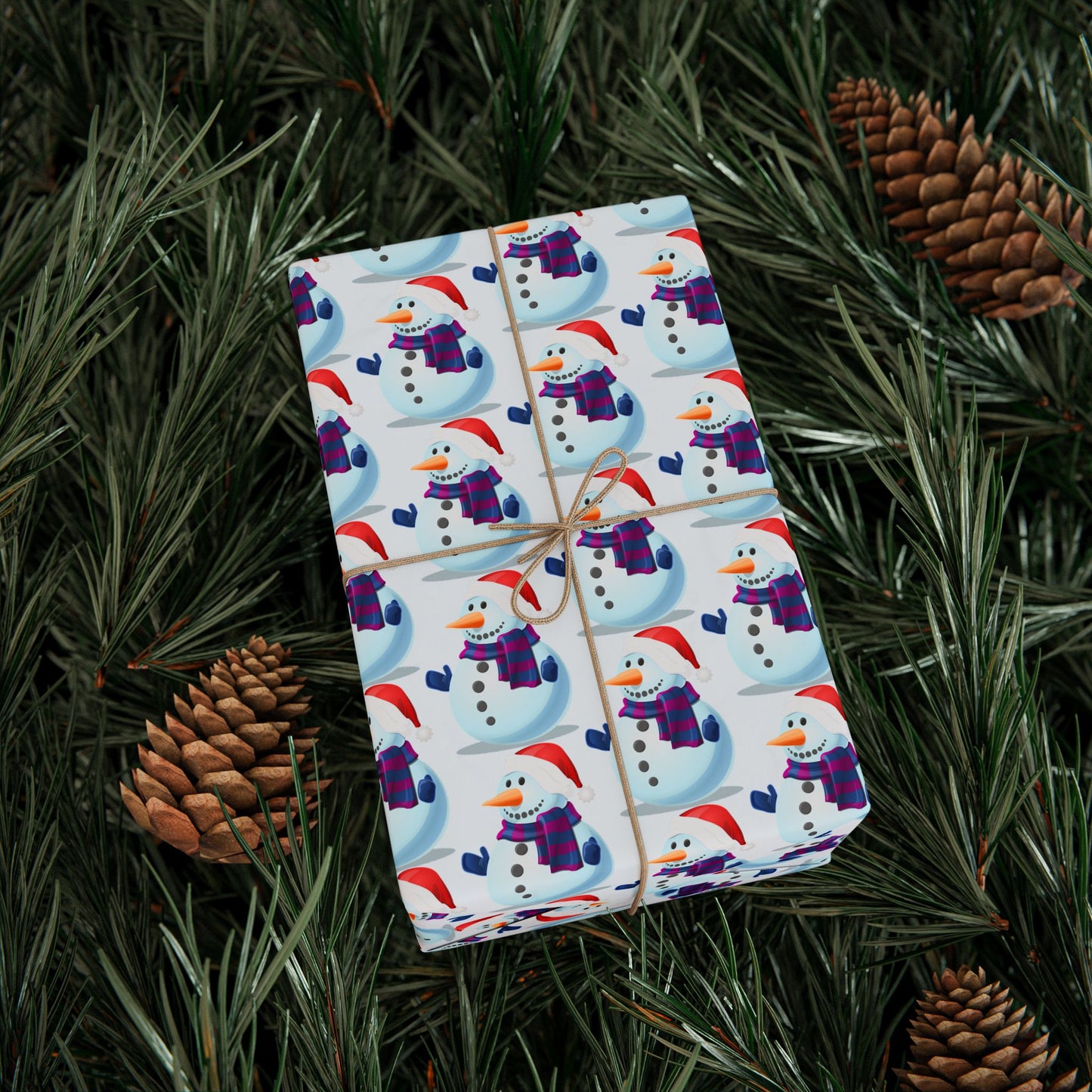Snowman Pattern Wrapping Paper Roll — Cute Winter Holiday Gift Wrap