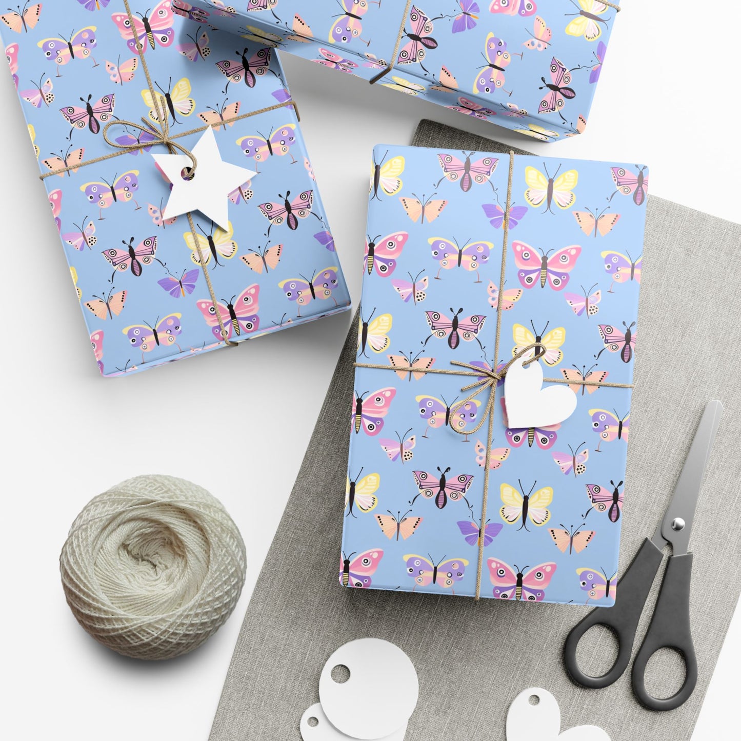 Wrapping Paper — Pastel Butterfly Gift Wrap Sheets for Birthday & Spring Celebrations