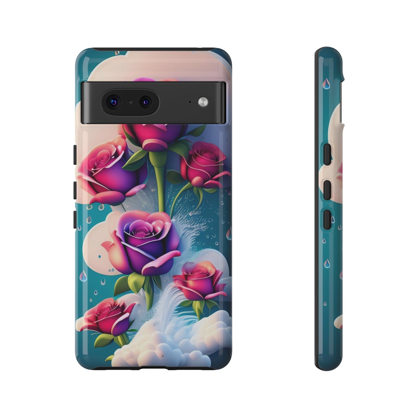Floral Dream Tough Phone Case — Rose Bouquet Clouds Design