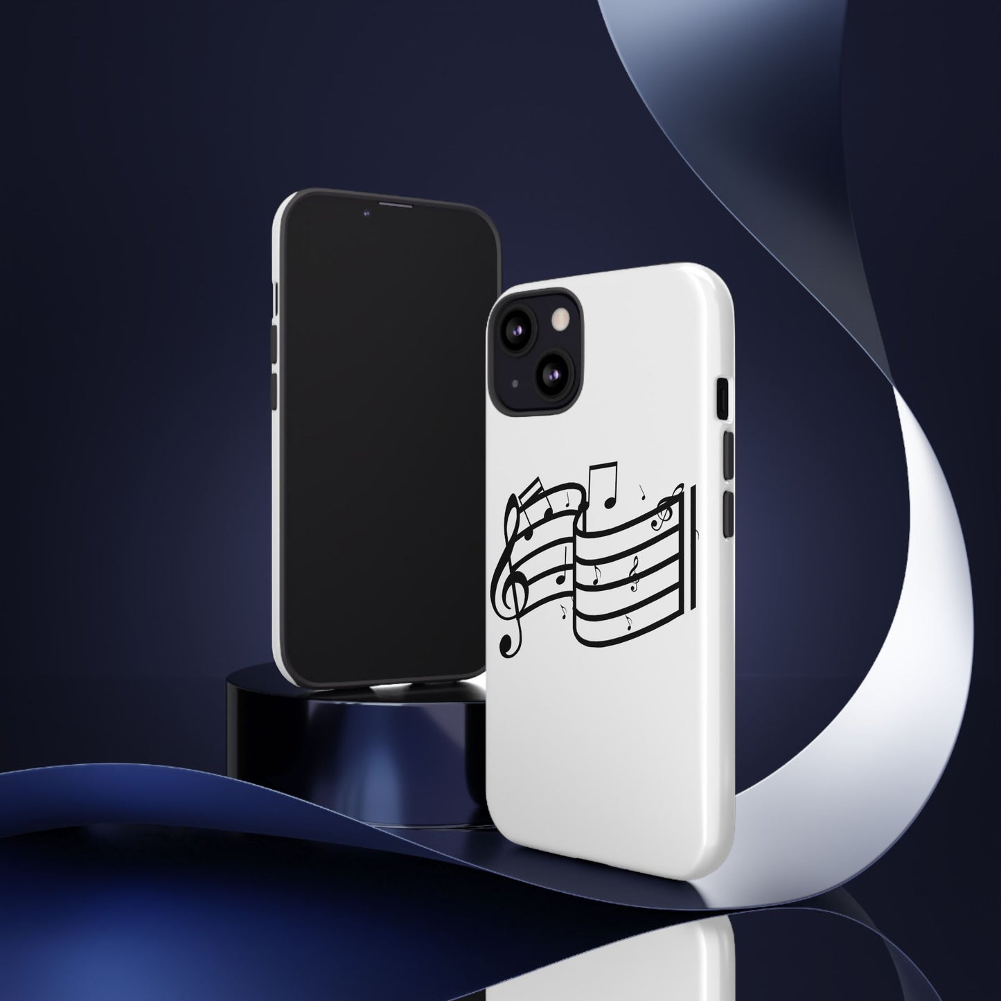 Musical Notes Phone Case — Black Treble Clef Music Staff Tough Case
