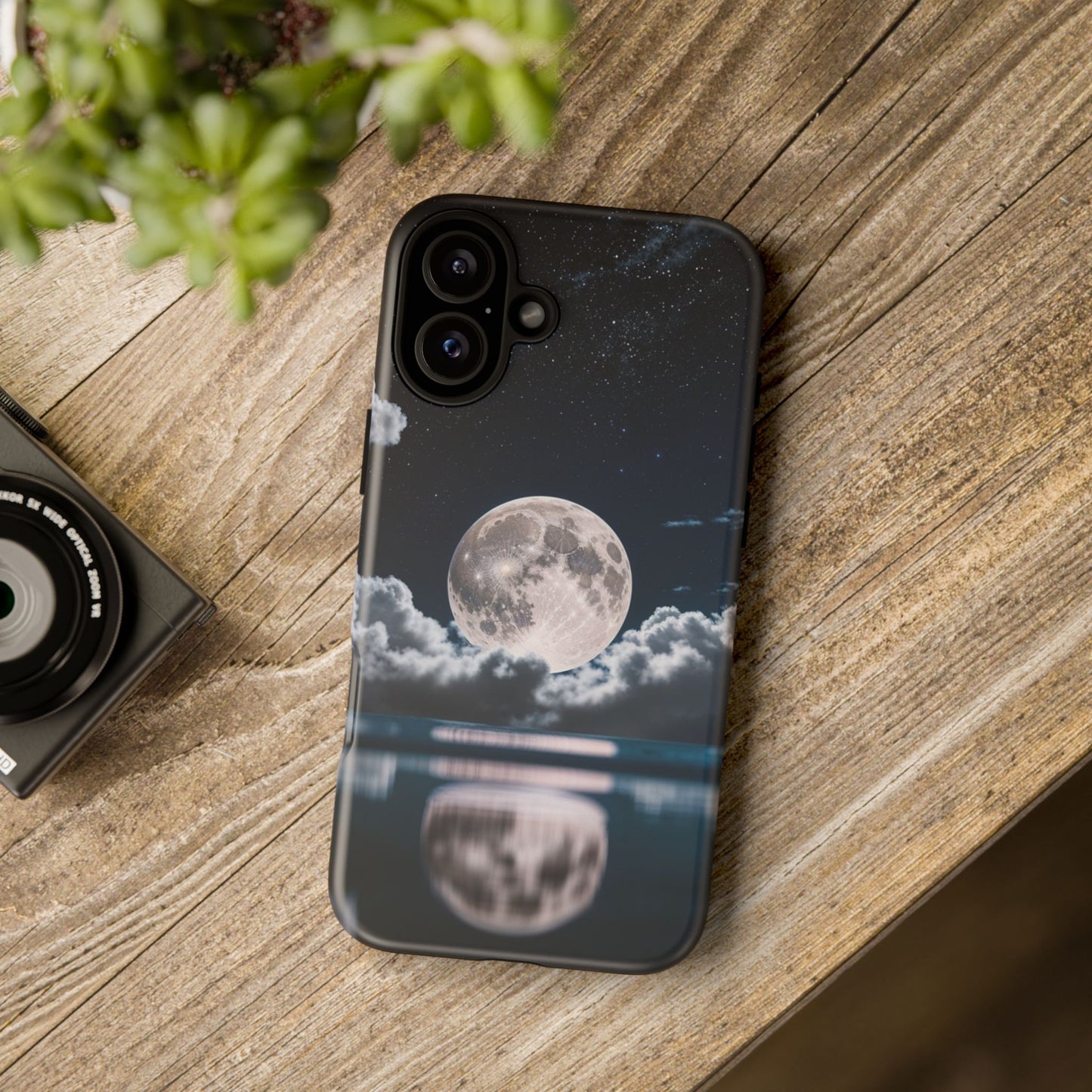Moonlit Reflection Phone Case — Night Sky Moon & Clouds Tough Case