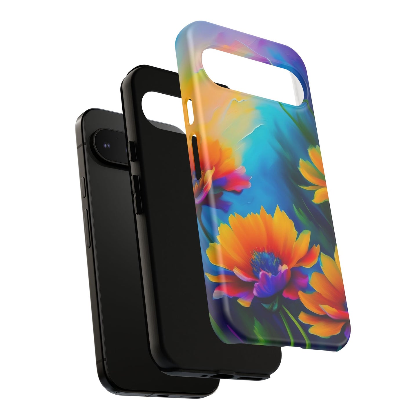 Floral Sunset Tough Phone Case — Vibrant Watercolor Flowers Protective Cover