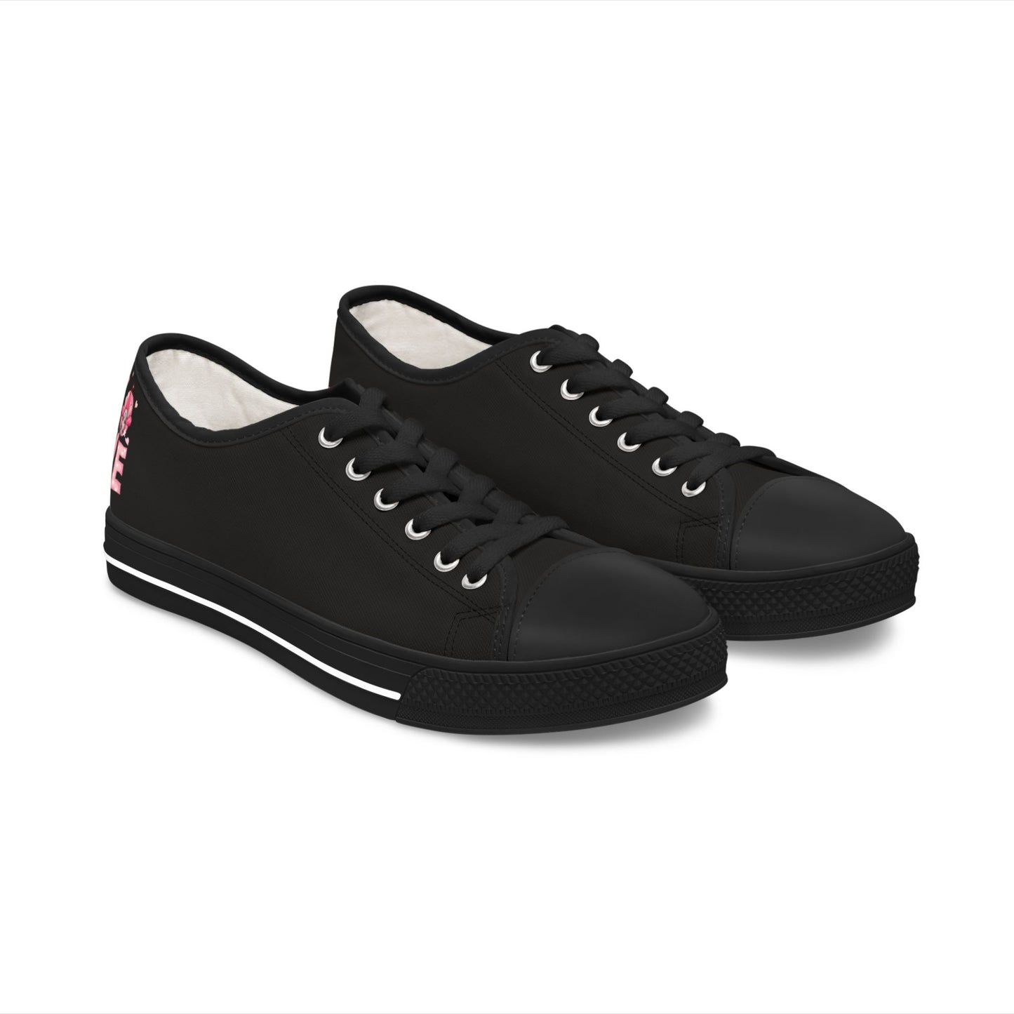 Women's Low Top Sneakers — Black Casual Canvas Trainers for Everyday Wear