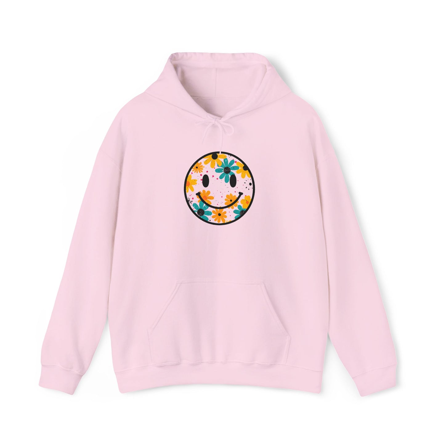 Floral Smiley Hoodie — Retro Daisy Smile Graphic Hoodie