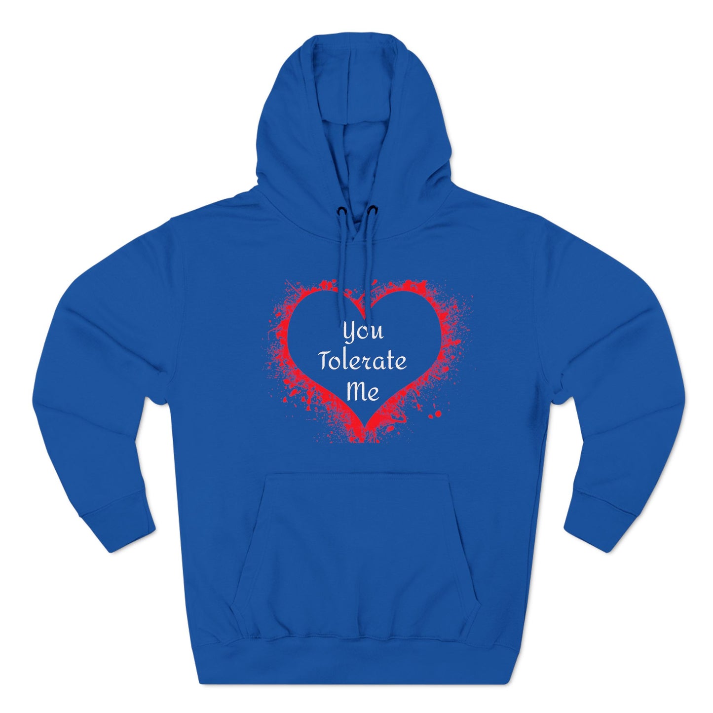 Heart Splash Hoodie — "Love Tolerate Me" Graphic Pullover