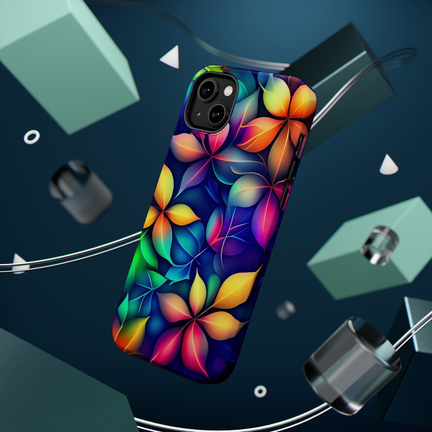 Floral Prism Magnetic Impact-Resistant Phone Case — Colorful Gradient Petal Design