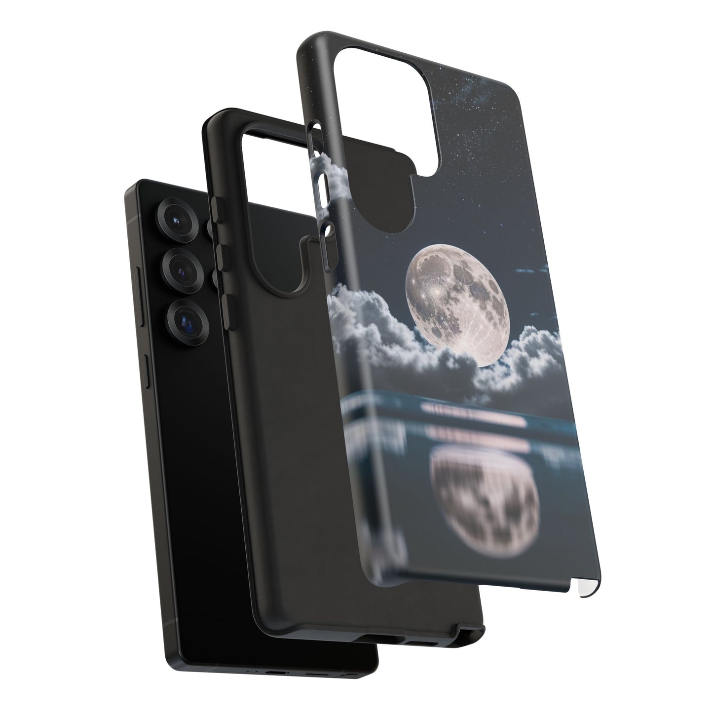 Moonlit Reflection Phone Case — Night Sky Moon & Clouds Tough Case