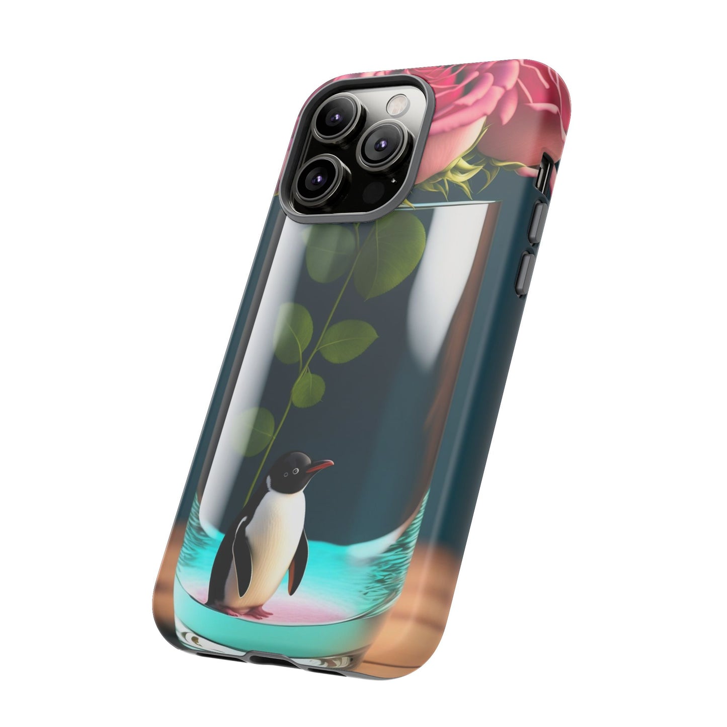 Penguin in a Glass Floral Tough Phone Case — Cute Protective Phone Cover