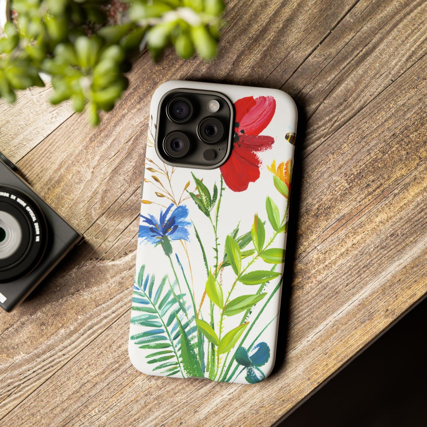 Floral Watercolor Tough Phone Case — Wildflower Bouquet Protective Cover