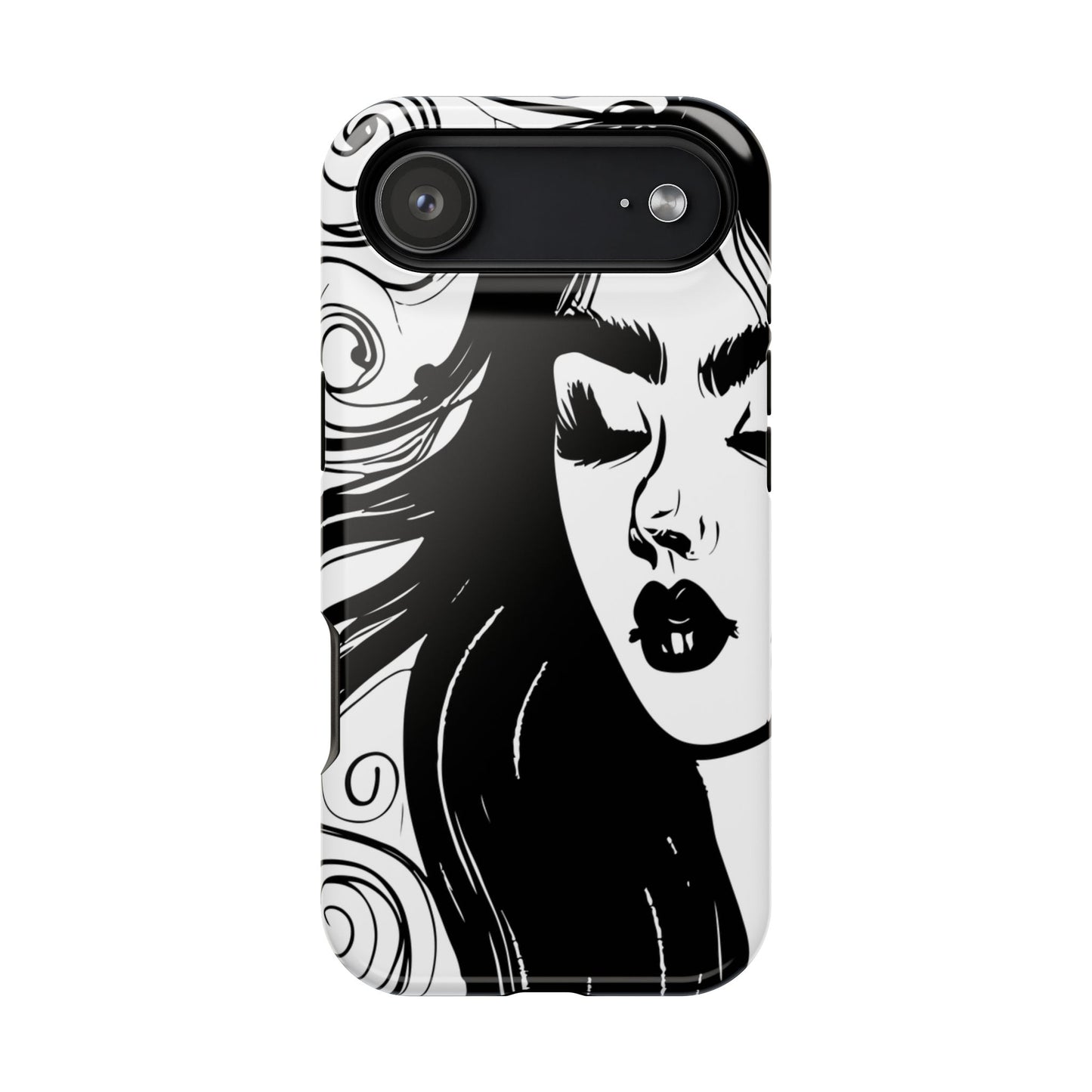 Artistic Black & White Portrait Phone Case — Magnetic Impact-Resistant