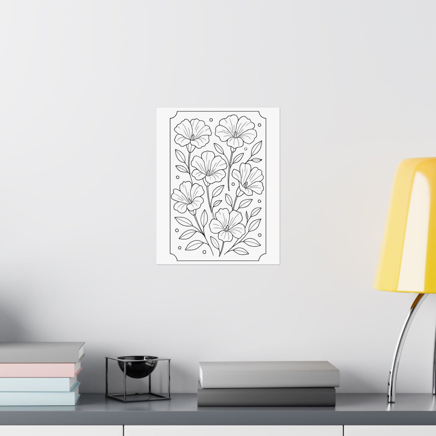 Botanical Line Art Poster — Matte Vertical Floral Wall Art - DIY
