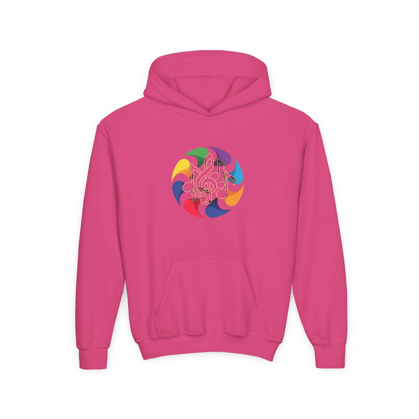 Colorful Music Treble Clef Youth Hoodie | Rainbow Note Circle