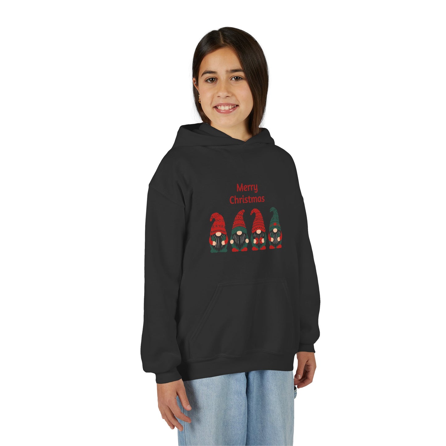 Youth Christmas Gnome Hoodie - "Merry Christmas" Holiday Kids Sweatshirt
