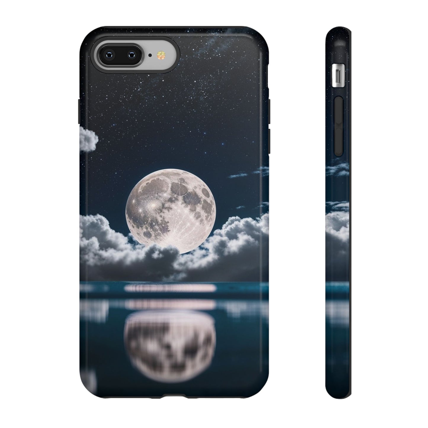 Moonlit Reflection Phone Case — Night Sky Moon & Clouds Tough Case