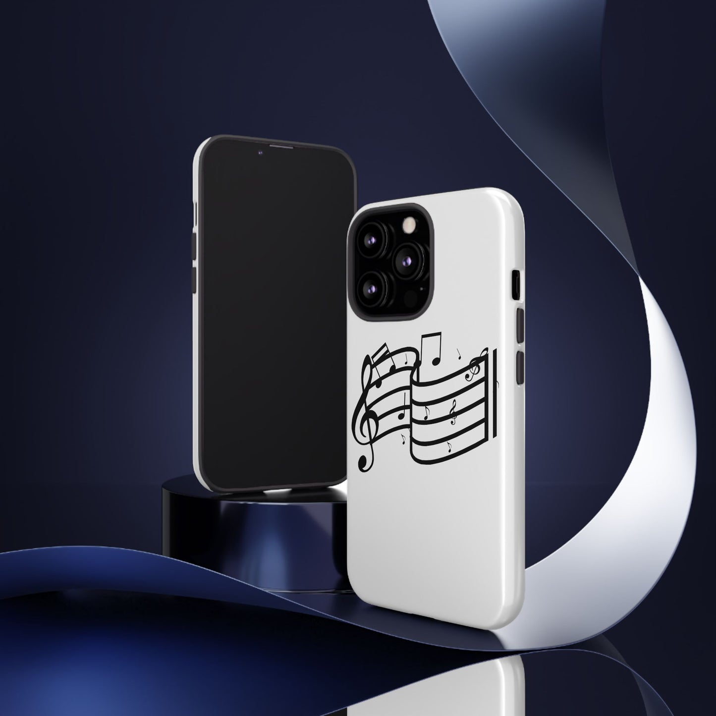 Musical Notes Phone Case — Black Treble Clef Music Staff Tough Case