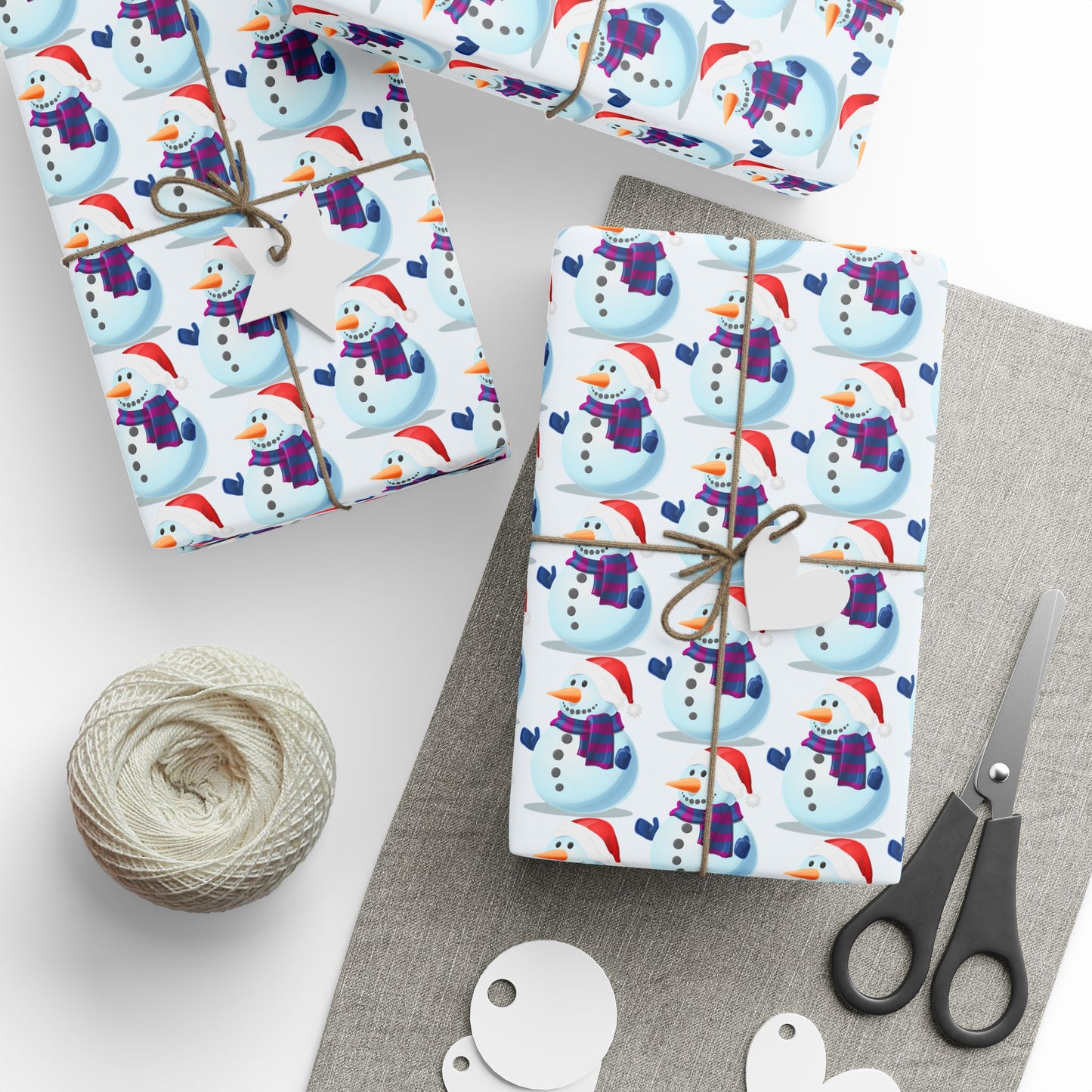 Snowman Pattern Wrapping Paper Roll — Cute Winter Holiday Gift Wrap