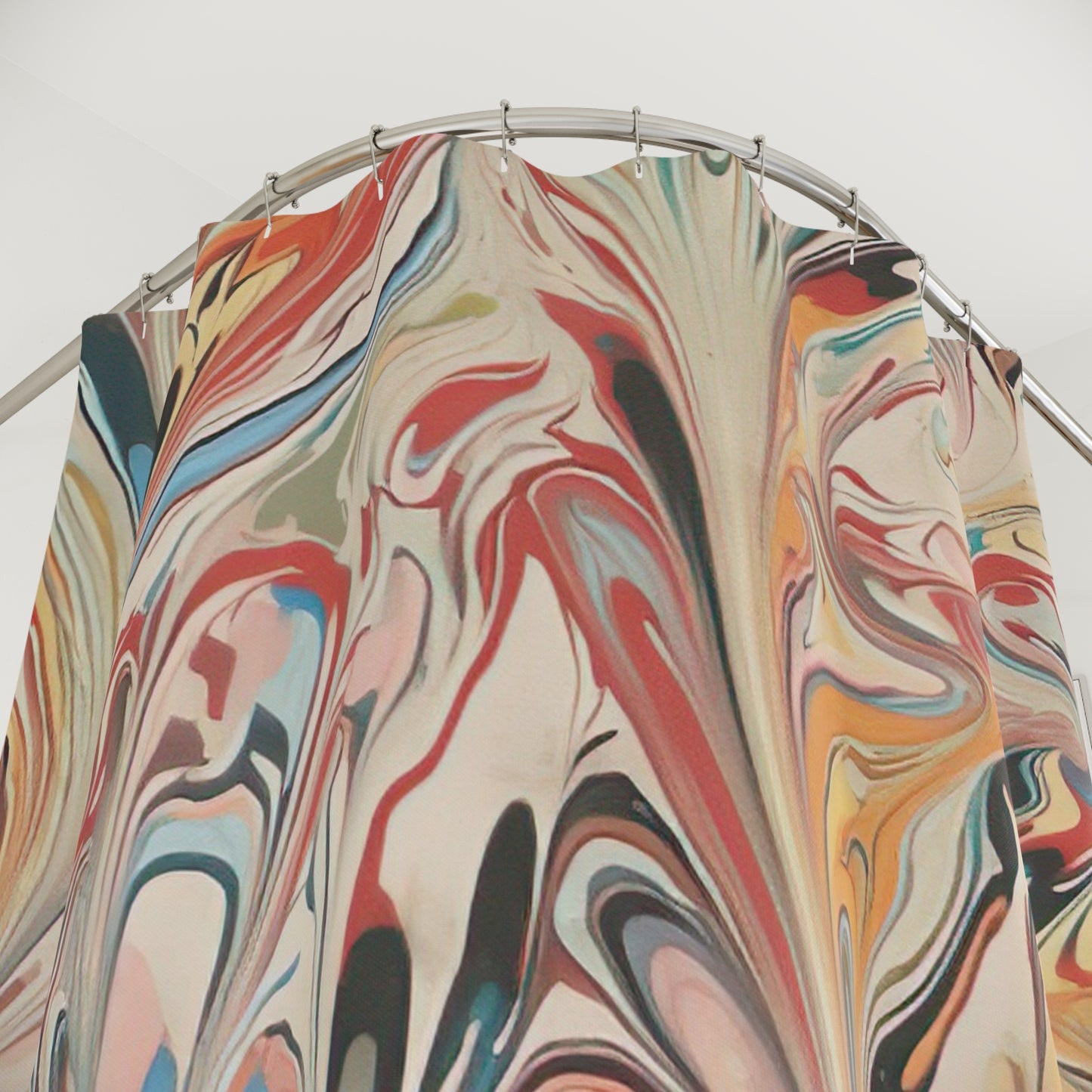 Abstract Marbled Shower Curtain — Colorful Swirl Bathroom Decor