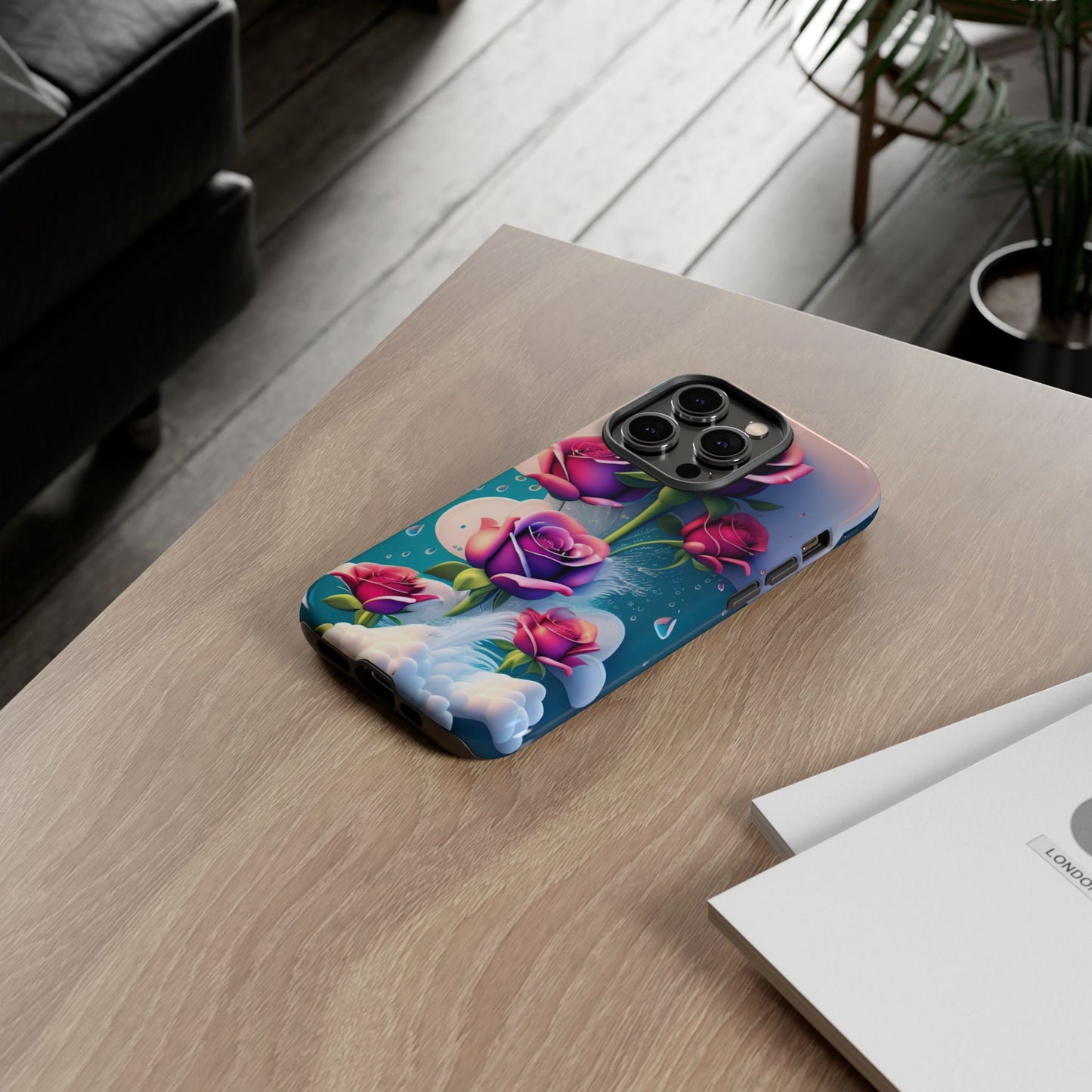 Floral Dream Tough Phone Case — Rose Bouquet Clouds Design