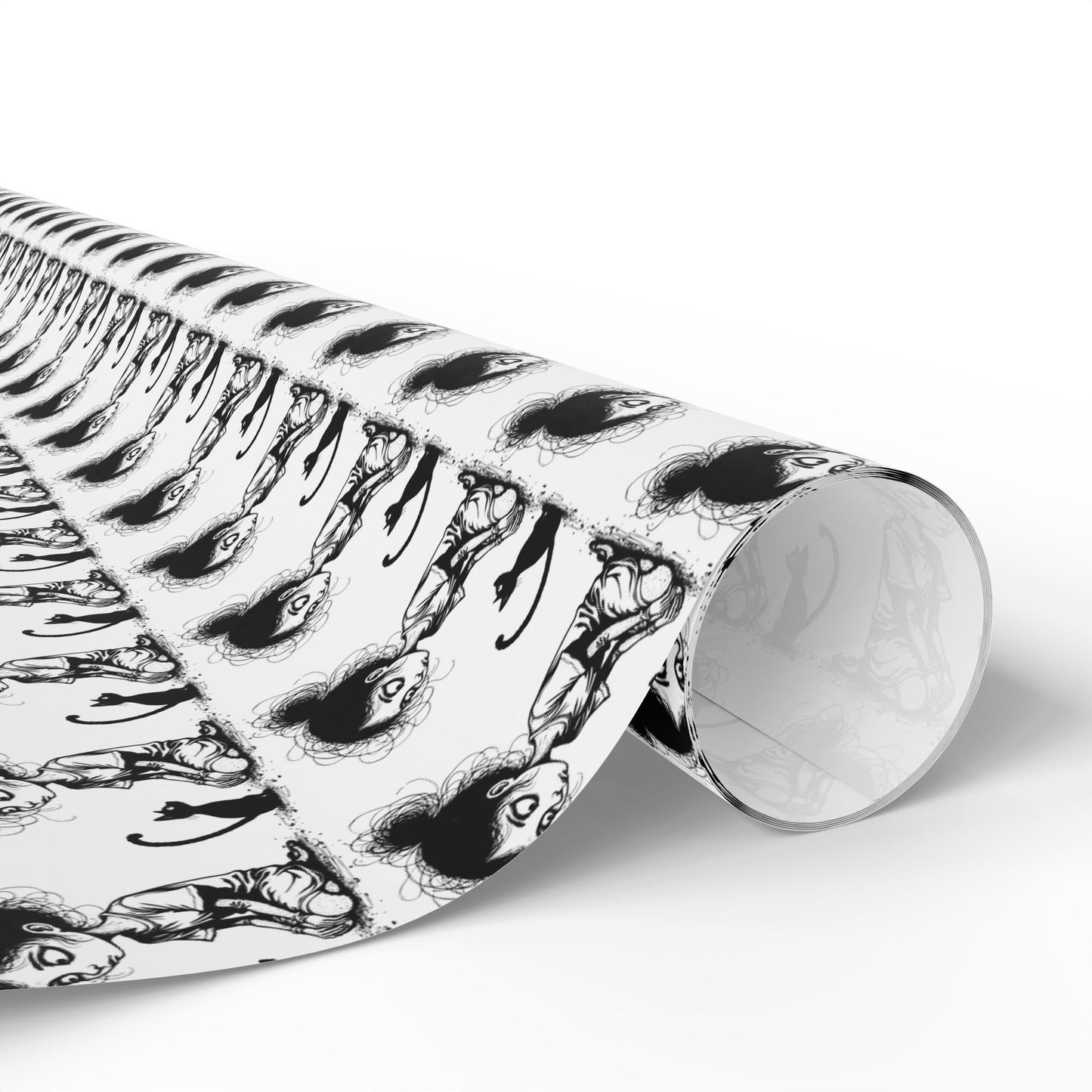 Wrapping Paper Roll — Black & White Repeating Eye Pattern