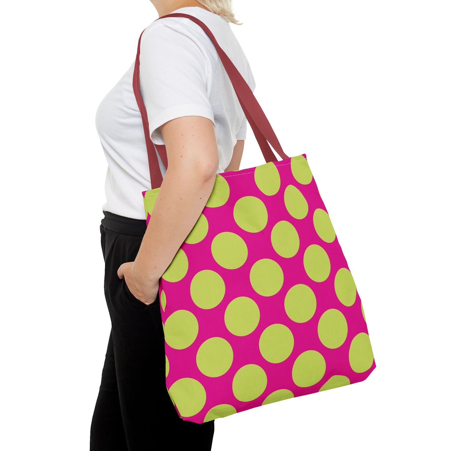Vibrant Polka Dot Tote Bag, Colorful Shopping Bag, Eco-Friendly Tote