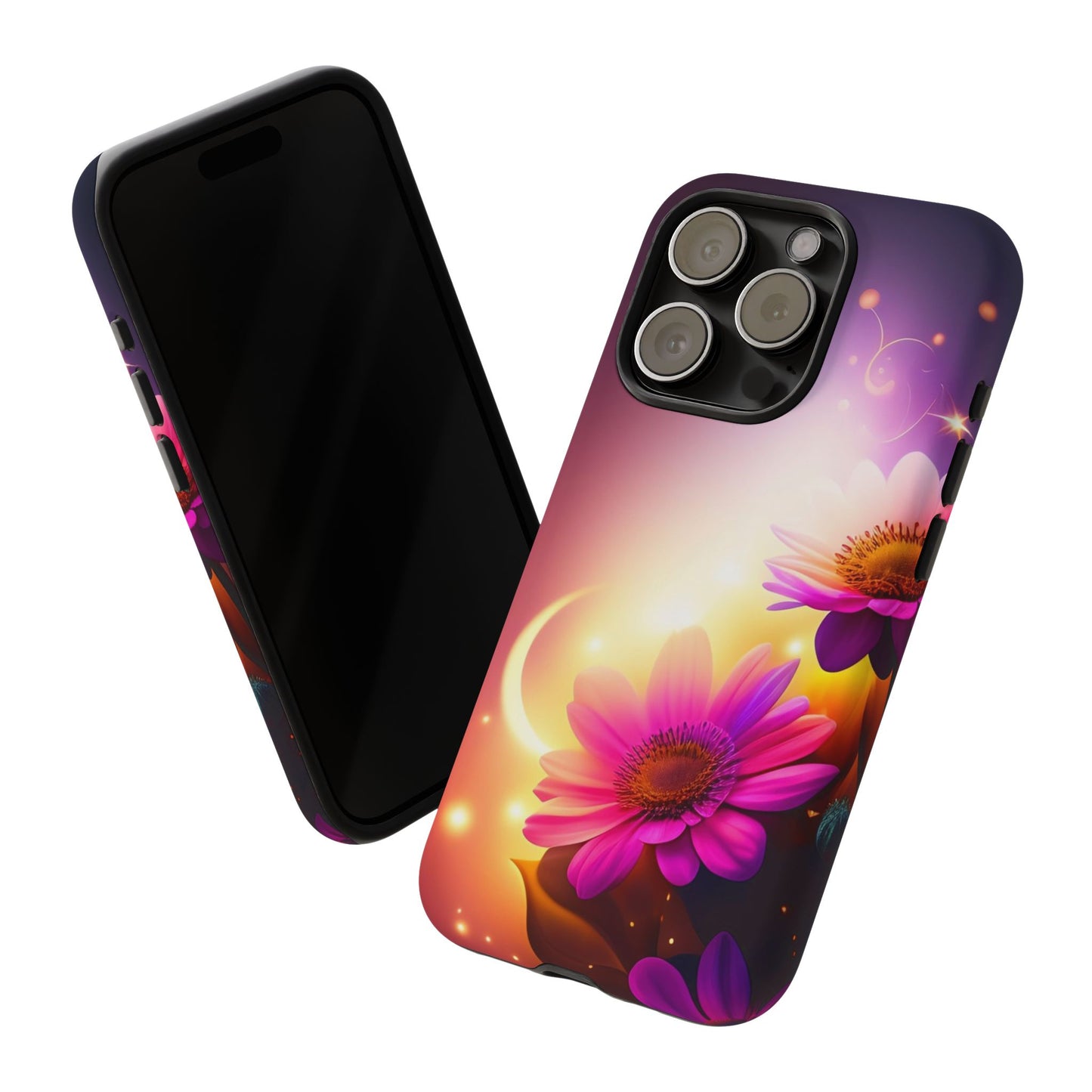 Floral Moonlight Phone Case – Purple Daisy Protective Cover