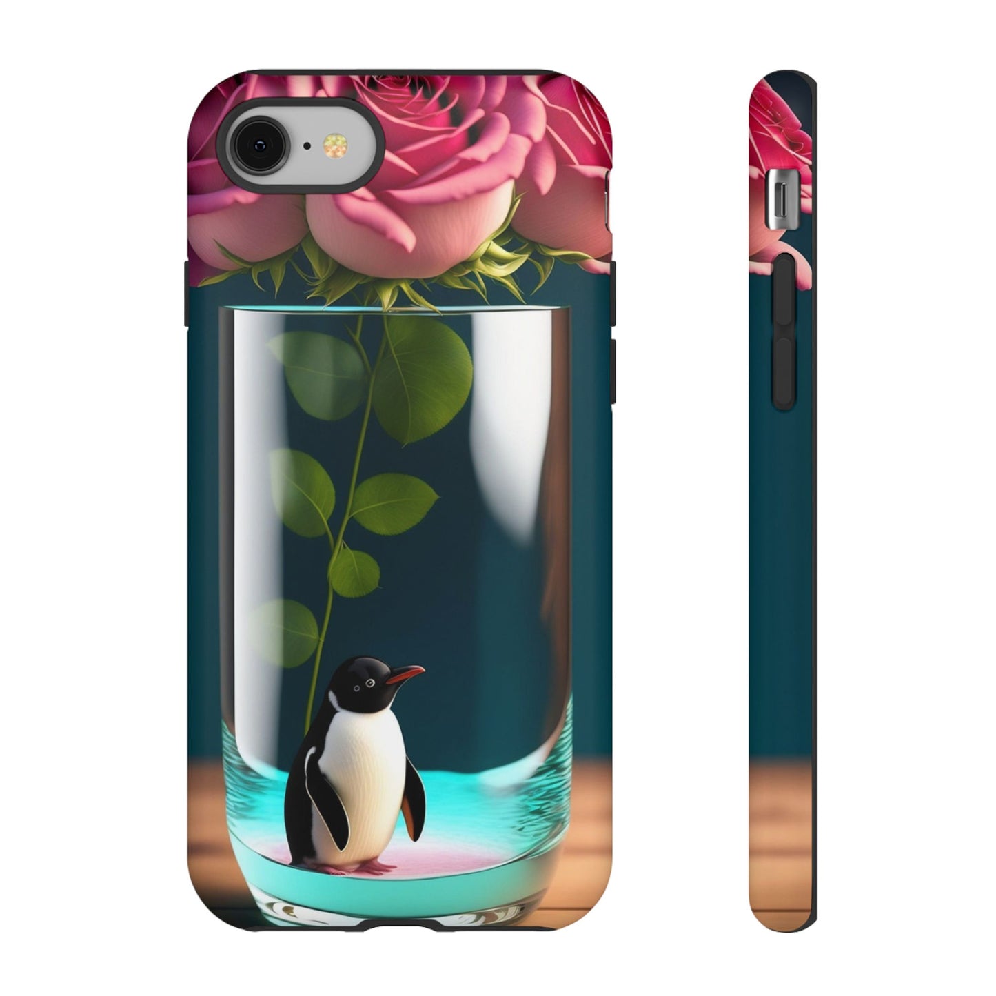 Penguin in a Glass Floral Tough Phone Case — Cute Protective Phone Cover