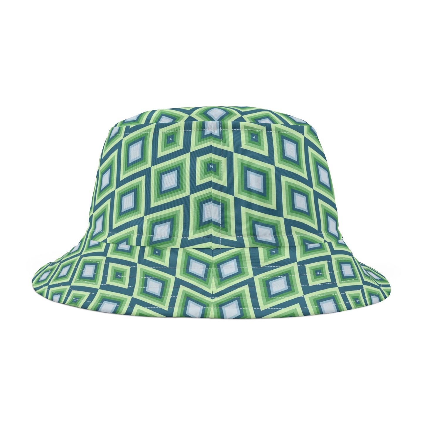 Green Geometric Diamond Pattern Bucket Hat