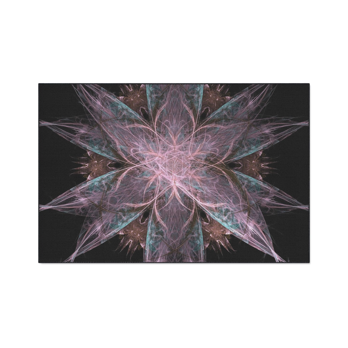 Mandala Star Heavy-Duty Floor Mat — Abstract Pink & Teal Fractal Entrance Rug