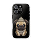 Pug Phone Case – Cute Pug Puppy Illustration on Black Tough Case