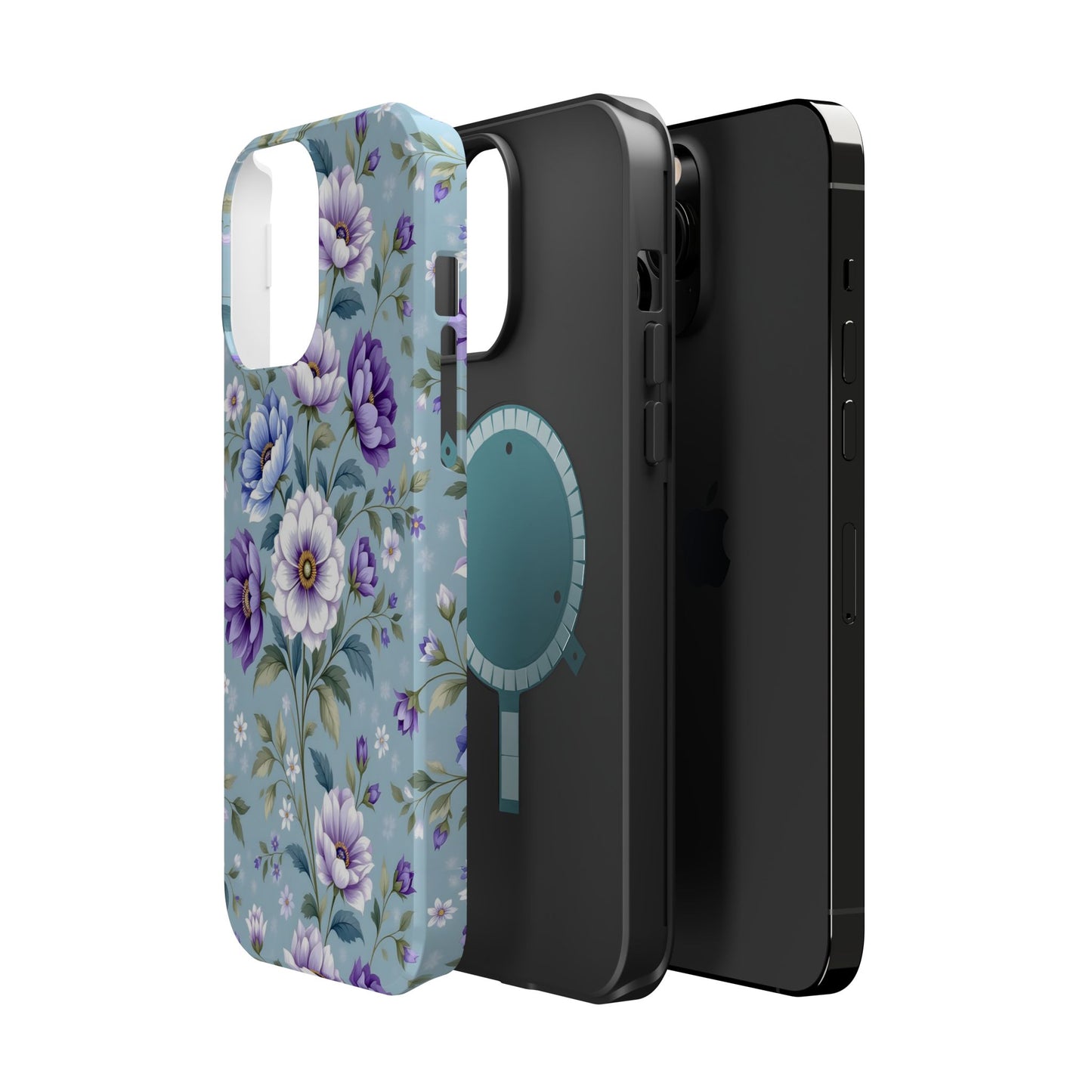 Floral Purple Peony Phone Case — Magnetic Impact‑Resistant Protective Cover
