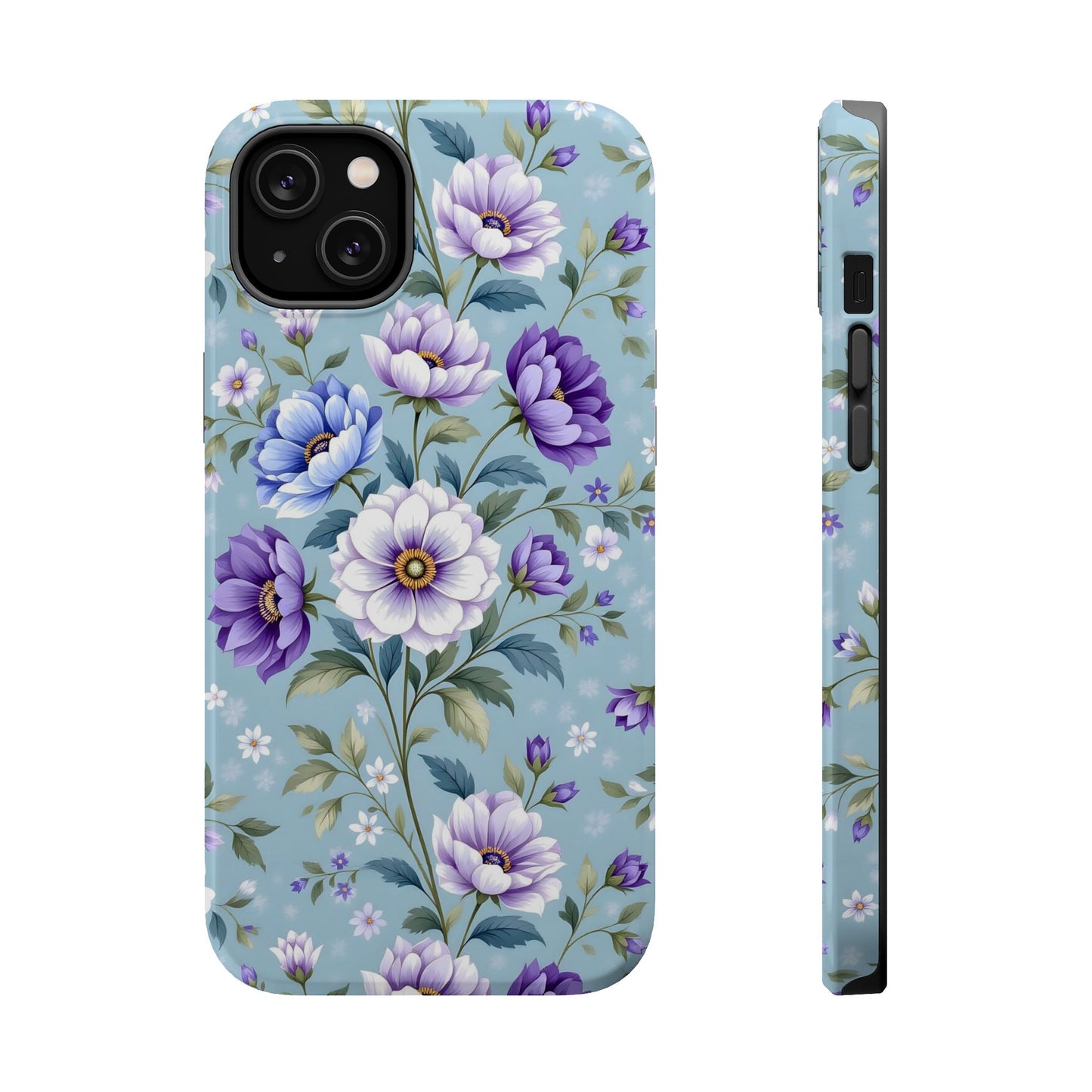 Floral Purple Peony Phone Case — Magnetic Impact‑Resistant Protective Cover